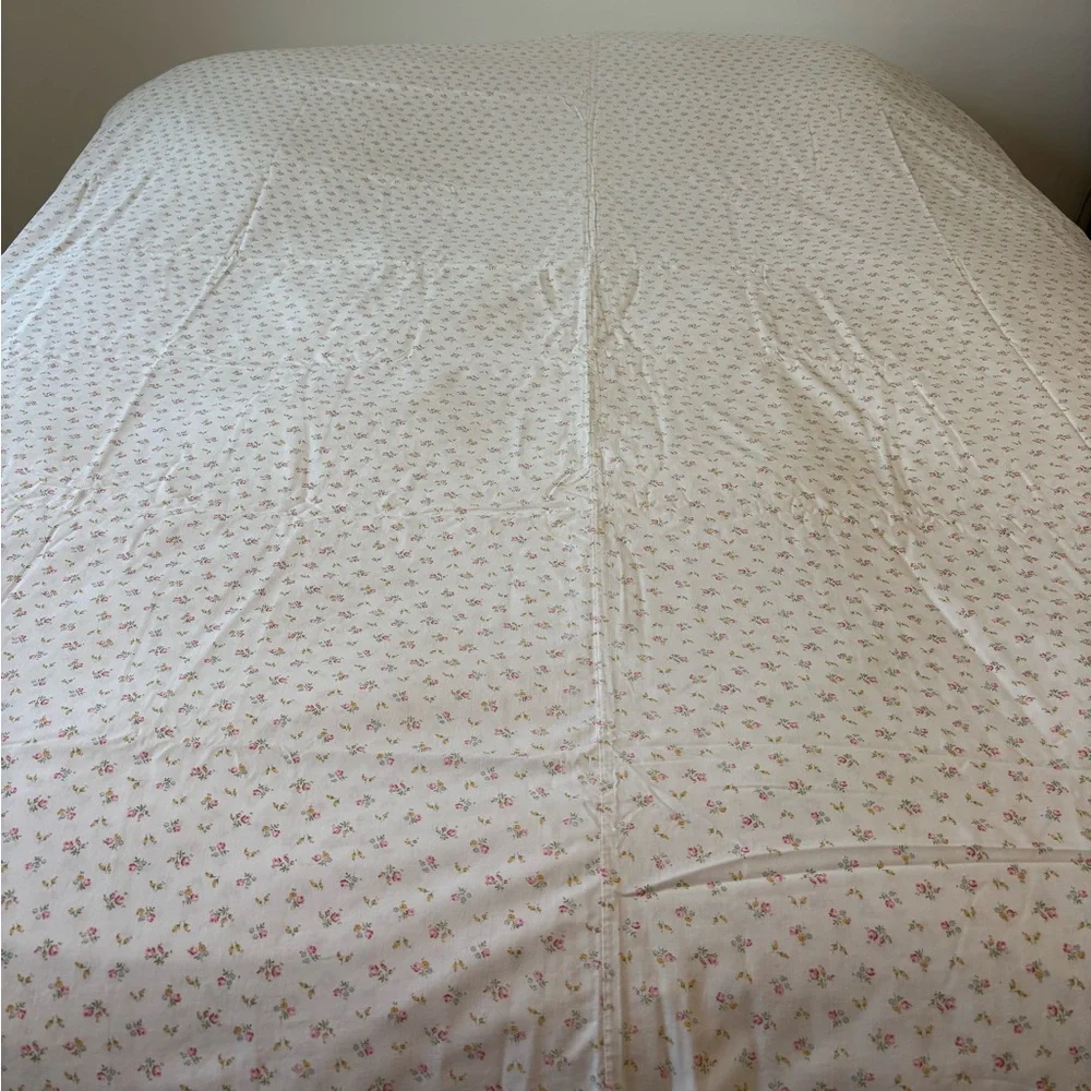 Vintage Hand Crafted Duvet Cover Antique Rose Cottagecore Floral Pink Blue White